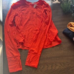 Lululemon Athletica Orangish Red Long Sleeve Top